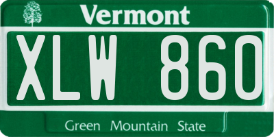 VT license plate XLW860