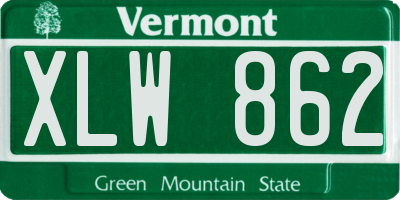 VT license plate XLW862