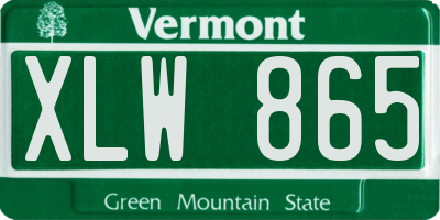 VT license plate XLW865