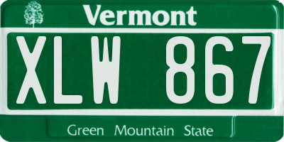 VT license plate XLW867
