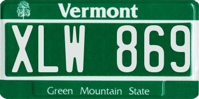 VT license plate XLW869