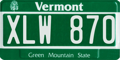 VT license plate XLW870