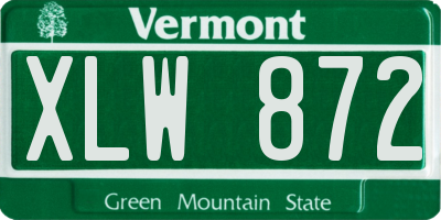 VT license plate XLW872
