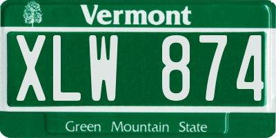 VT license plate XLW874