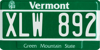 VT license plate XLW892
