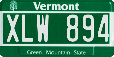 VT license plate XLW894
