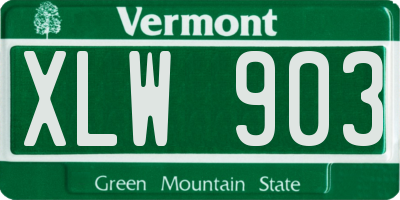 VT license plate XLW903