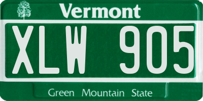 VT license plate XLW905