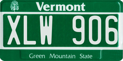 VT license plate XLW906