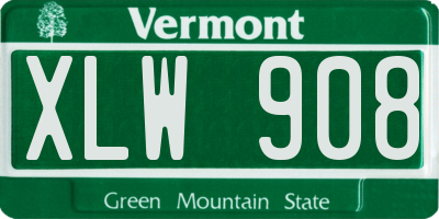 VT license plate XLW908