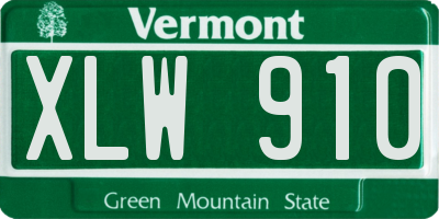 VT license plate XLW910