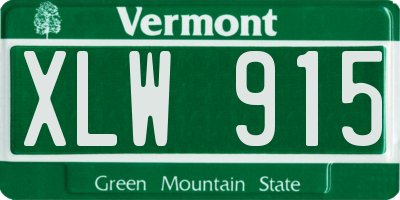 VT license plate XLW915