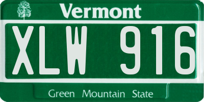VT license plate XLW916