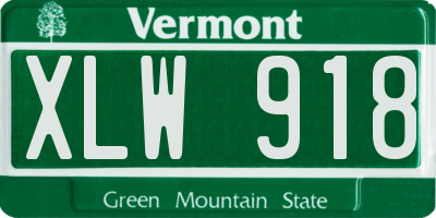 VT license plate XLW918