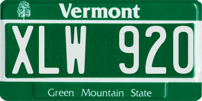 VT license plate XLW920