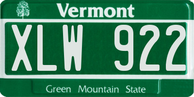 VT license plate XLW922