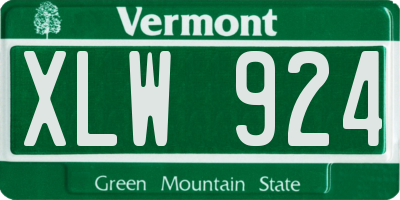 VT license plate XLW924