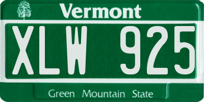 VT license plate XLW925