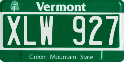 VT license plate XLW927