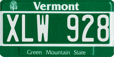VT license plate XLW928