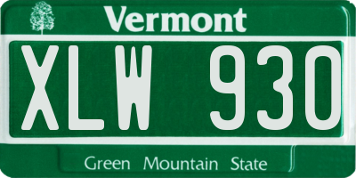 VT license plate XLW930
