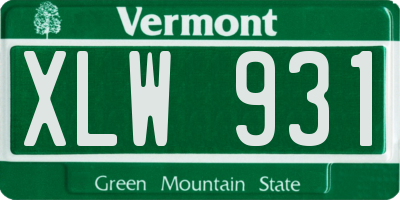 VT license plate XLW931