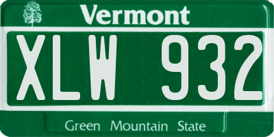 VT license plate XLW932