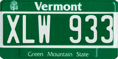 VT license plate XLW933