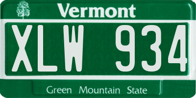 VT license plate XLW934