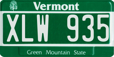 VT license plate XLW935