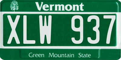 VT license plate XLW937