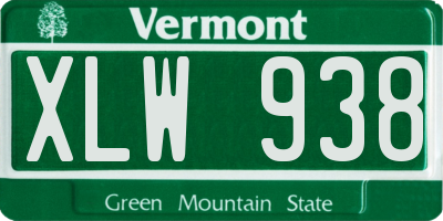 VT license plate XLW938