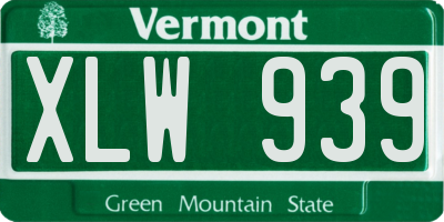 VT license plate XLW939