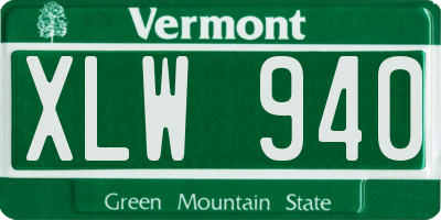 VT license plate XLW940