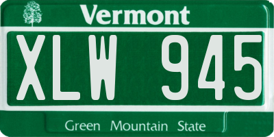 VT license plate XLW945