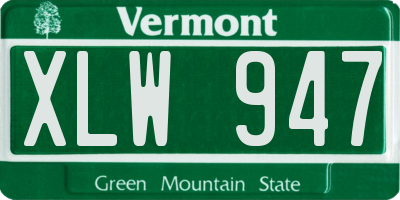 VT license plate XLW947