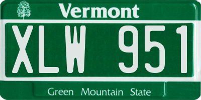 VT license plate XLW951