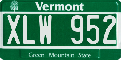 VT license plate XLW952