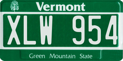 VT license plate XLW954