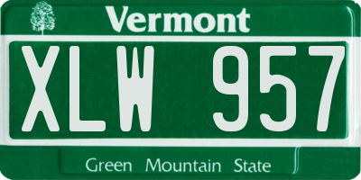 VT license plate XLW957