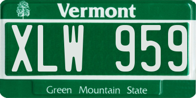 VT license plate XLW959