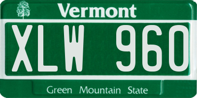 VT license plate XLW960