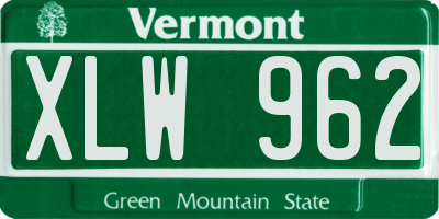 VT license plate XLW962