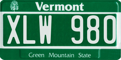 VT license plate XLW980