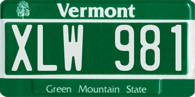 VT license plate XLW981