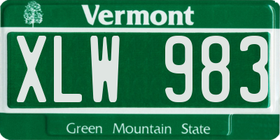 VT license plate XLW983