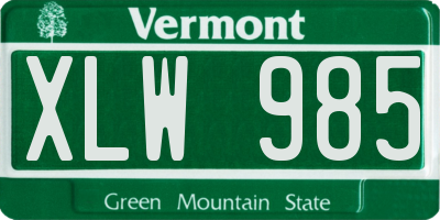 VT license plate XLW985