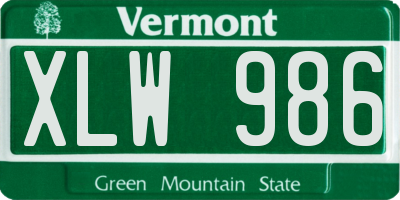 VT license plate XLW986