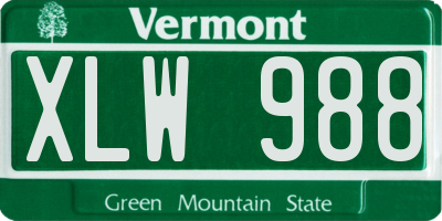 VT license plate XLW988