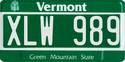 VT license plate XLW989